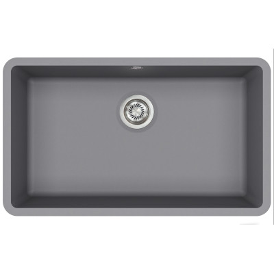 Каменная кухонная мойка Aquasanita Arca SQA104W Alumetallic 202 Серый металлик, под столешницу