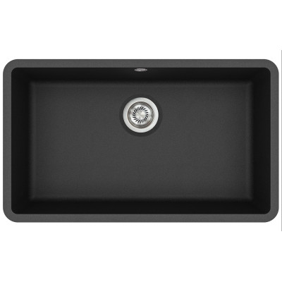 Каменная кухонная мойка Aquasanita Arca SQA104W Black Metallic 601 Черный металлик, под столешницу
