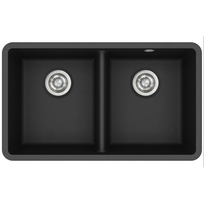 Каменная кухонная мойка Aquasanita Arca SQA200W Black Metallic 601 Черный металлик, под столешницу