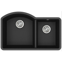 Кам'яна кухонна мийка Aquasanita Arca SQA220W Black Metallic 601 Чорний металік, під стільницю