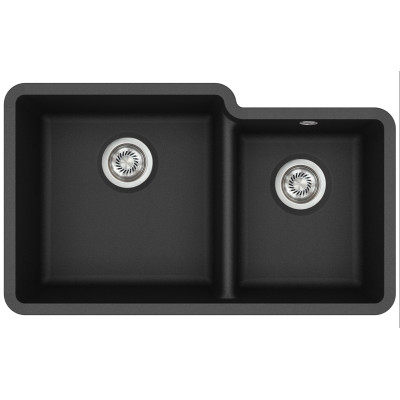 Каменная кухонная мойка Aquasanita Arca SQA230L Black Metallic 601 Черный металлик, под столешницу
