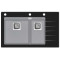 Каменная кухонная мойка Aquasanita Delicia Plus GQD150B-AW Light Grey 221 Светло-серый/черное стекло