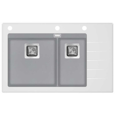 Кам'яна кухонна мийка Aquasanita Delicia Plus GQD150W-AW Light Grey 221 Світло-сірий/біле скло