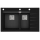 Кам'яна кухонна мийка Aquasanita Delicia Plus GQD150B-AW Black Metallic 601 Чорний металік/чорне скло