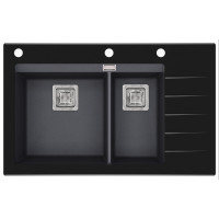 Кам'яна кухонна мийка Aquasanita Delicia Plus GQD150B-AW Graphite 222 Графіт/чорне скло
