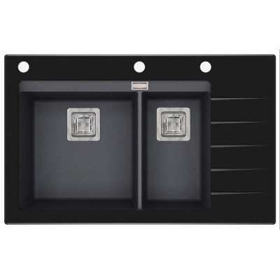 Каменная кухонная мойка Aquasanita Delicia Plus GQD150B-AW Graphite 222 Графит/черное стекло
