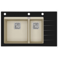 Каменная кухонная мойка Aquasanita Delicia Plus GQD150B-AW Silica 111 Бежевый/черное стекло