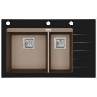 Кам'яна кухонна мийка Aquasanita Delicia Plus GQD150B-AW Warm Mocha 114 Коричневий/чорне скло