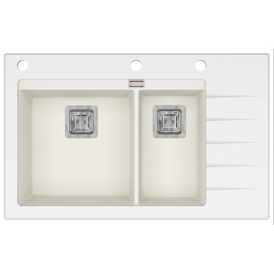 Каменная кухонная мойка Aquasanita Delicia Plus GQD150W-AW Alba 710 Белый/белое стекло