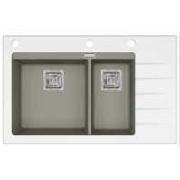 Каменная кухонная мойка Aquasanita Delicia Plus GQD150W-AW Argent 220 Теплый бетон/белое стекло