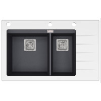 Кам'яна кухонна мийка Aquasanita Delicia Plus GQD150W-AW Graphite 222 Графіт/біле скло