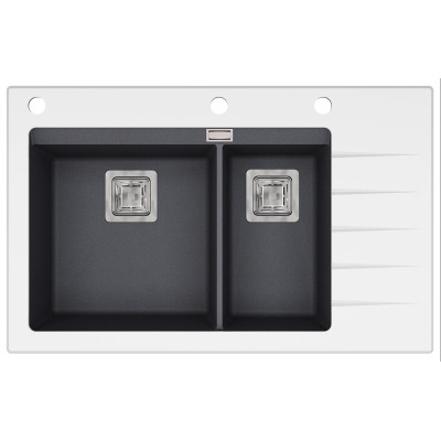 Кам'яна кухонна мийка Aquasanita Delicia Plus GQD150W-AW Graphite 222 Графіт/біле скло