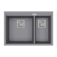 Каменная кухонная мойка Aquasanita Delicia SQD150W Alumetallic 202 Серый металлик, под столешницу
