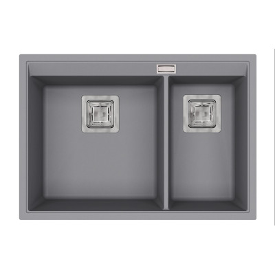 Кам'яна кухонна мийка Aquasanita Delicia SQD150W Alumetallic 202 Сірий металік, під стільницю