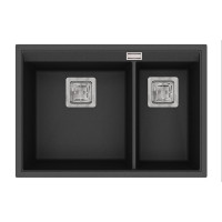 Кам'яна кухонна мийка Aquasanita Delicia SQD150W Black Metallic 601 Чорний металік, під стільницю