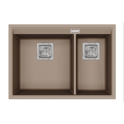 Кам'яна кухонна мийка Aquasanita Delicia SQD150W Warm Mocha 114 Коричневий, під стільницю