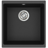 Каменная кухонная мойка Aquasanita Forma SQF 102W BLACK METALLIC 601 Черный металлик, под столешницу