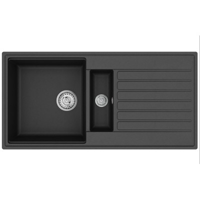 Каменная кухонная мойка Aquasanita Kopa SQK151 Black metallic 601 Черный металлик
