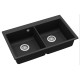 Кам'яна кухонна мийка Aquasanita Magma SQM200 W Black Metallic 601 Чорний металік