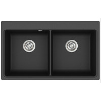 Кам'яна кухонна мийка Aquasanita Magma SQM200 W Black Metallic 601 Чорний металік