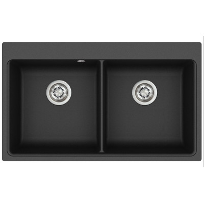 Кам'яна кухонна мийка Aquasanita Magma SQM200 W Black Metallic 601 Чорний металік