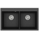 Кам'яна кухонна мийка Aquasanita Magma SQM200 W Black Metallic 601 Чорний металік