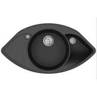 Кам'яна кухонна мийка Aquasanita Papillon SCP151 AW Black Metallic 601 Чорний металік