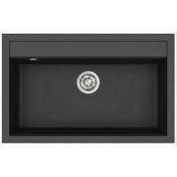 Кам'яна кухонна мийка Aquasanita Quadro SQQ103 Black metallic 601 Чорний металік