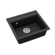 Кам'яна кухонна мийка Aquasanita Quadro SQQ100 W Black Metallic 601 Чорний металік