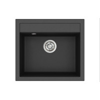 Кам'яна кухонна мийка Aquasanita Quadro SQQ100 W Black Metallic 601 Чорний металік