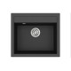Кам'яна кухонна мийка Aquasanita Quadro SQQ100 W Black Metallic 601 Чорний металік