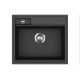 Каменная кухонная мойка Aquasanita Quadro SQU100 Black metallic 601 Черный металлик