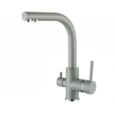 Кухонный каменный смеситель Aquasanita Akvaduo 2663L Light grey 221 Светло-серый с подключением к фильтрованной воде