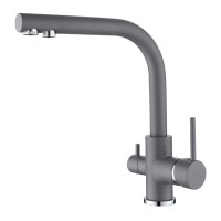 Кухонный каменный смеситель Aquasanita Akvaduo 2663L Alumetallic 202 Серый металлик с подключением к фильтрованной воде