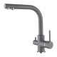 Кухонный каменный смеситель Aquasanita Akvaduo 2663L Alumetallic 202 Серый металлик с подключением к фильтрованной воде