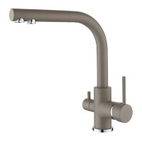 Кухонный каменный смеситель Aquasanita Akvaduo 2663L Argent 220 Теплый бетон с подключением к фильтрованной воде