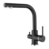 Кухонный каменный смеситель Aquasanita Akvaduo 2663L Black metallic 601 Черный с подключением к фильтрованной воде