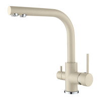 Кухонный каменный смеситель Aquasanita Akvaduo 2663L Silica 111 Бежевый с подключением к фильтрованной воде
