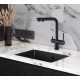 Кухонный каменный смеситель Aquasanita Akvaduo Plus 2683 Black Metallic 601 Черный с подключением к фильтрованной воде
