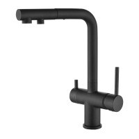 Кухонний кам'яний змішувач Aquasanita Akvaduo Plus 2683 Black Metallic 601 Чорний з підключенням до фільтрованої води