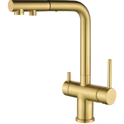 Кухонный смеситель Aquasanita Akvaduo Plus 2683 G PVD Gold Золото с подключением к фильтрованной воде