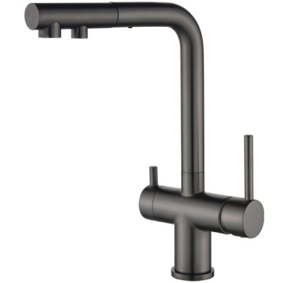 Кухонный смеситель Aquasanita Akvaduo Plus 2683 T PVD Grapfite Графит с подключением к фильтрованной воде