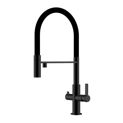 Кухонный каменный смеситель Aquasanita SOIFOS 7763 Black metallic 601 B Черный с подключением к фильтрованной воде