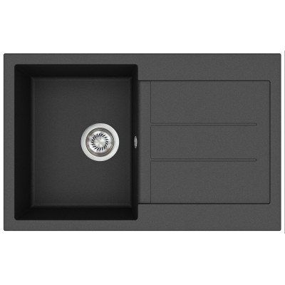Кам'яна кухонна мийка Aquasanita Tesa SQT101 W Black Metallic 601 Чорний металік