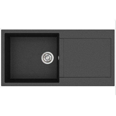 Каменная кухонная мойка Aquasanita Tesa Plus SQT104 Black Metallic 601 Черный металлик