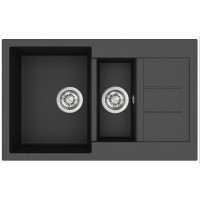 Кам'яна кухонна мийка Aquasanita Tesa SQT151W Black Metallic 601 Чорний металік