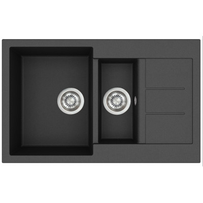 Кам'яна кухонна мийка Aquasanita Tesa SQT151W Black Metallic 601 Чорний металік