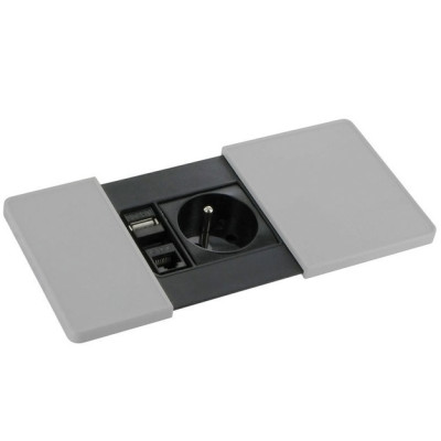 Блок розеток ASA Versapad с наполнением и со скользящей крышкой Нержавеющая сталь (060.08F.00003)