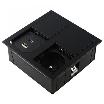 Блок розеток ASA Versahit 2 USB 5V с наполнением и со скользящей крышкой Черный матовый (060.15F.00045)