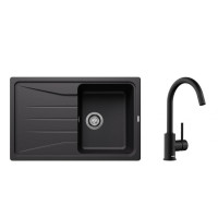 Комплект мойка Blanco SONA 45 S Черный (525970) + смеситель Blanco MIDA Черный матовый (526649)